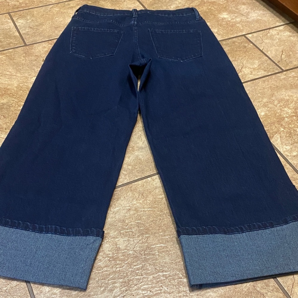 New York & Company Dark Blue Size 8 Denim Wide Leg Jeans Cropped - Picture 9 of 10